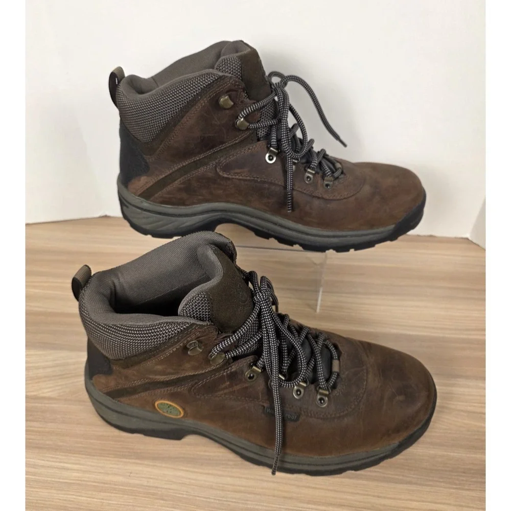 Timberland White Ledge Hiking Boots Mens Brown Leather Ankle Waterproof - 11.5